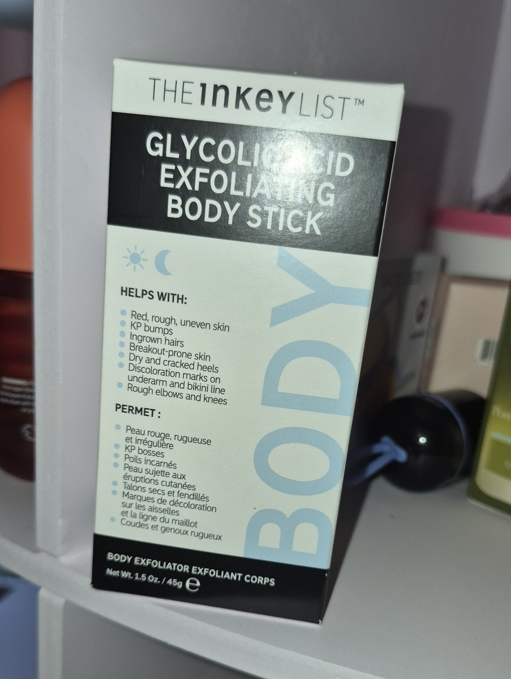 The Inkey List Glycolic Acid Exfoliating Body Stick - White/Light Blue